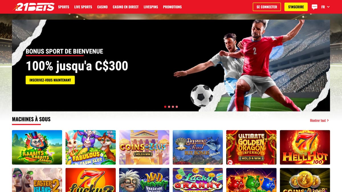 21Bets casino | Bonus 120% jusqu'à 800€